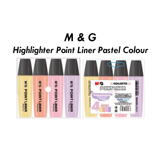 M & G- Highlighter Point Liner Pastel Colour- 4pcs/pkt | Shopee Malaysia