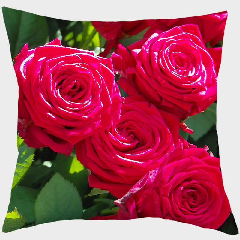 Sofa Cushion Pillow Cover Romantic Valentine Day Heart Red Rose Flower