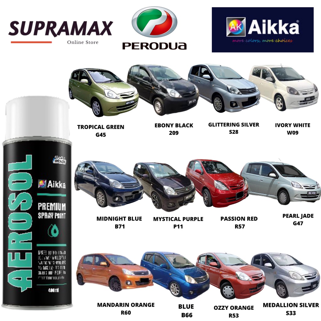 [PERODUA Viva] SUPRAMAX Car Body Touch Up Paint/ Aerosol Spray 2K Paint