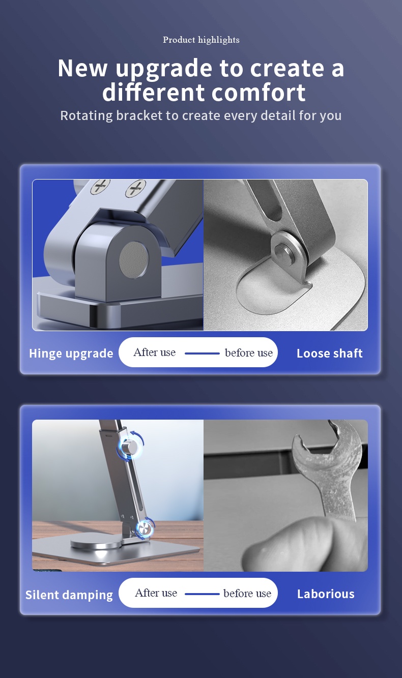 Creative Trend Tablet Stand Desk Riser 360 Rotating Multi-Angle Height ...
