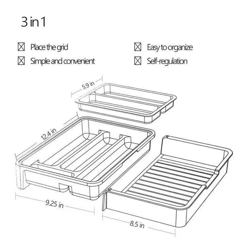 (READY STOK) EXPANDABLE KITCHEN CUTLERY TRAY ORGANIZER DRAWER KEMAS