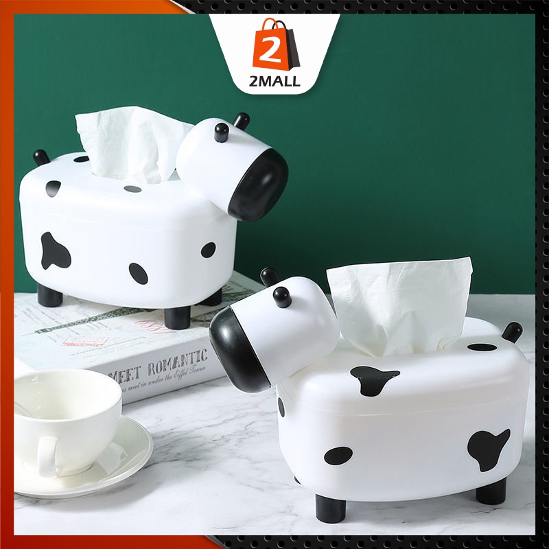 2MALL 2 in 1 Cow Tissue Box Toothpick Box Tissue Box Cute Cow ...