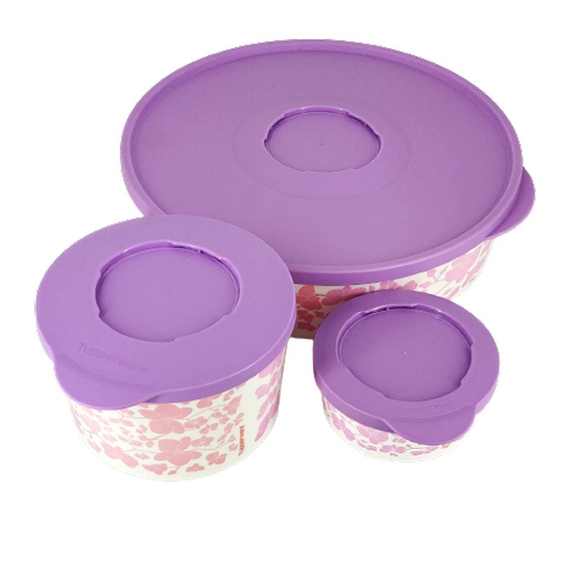 Tupperware Blossom Round Container Purple ( Set of 3 ) | Shopee Malaysia