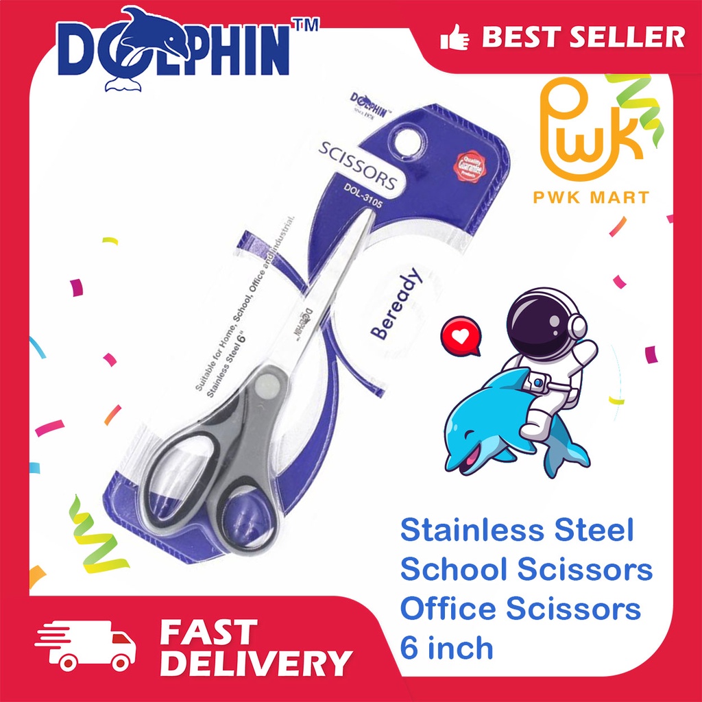DOLPHIN Stainless Steel School Scissors / Office Scissors 6/7/8 inch ...