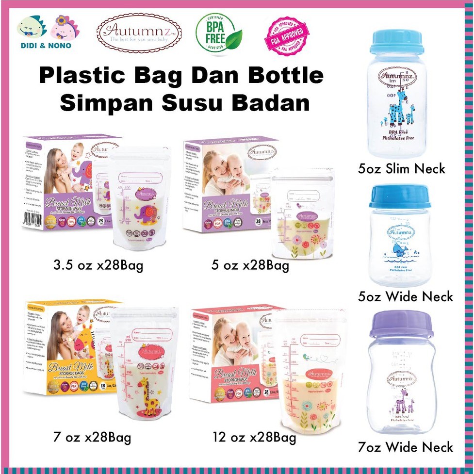 Autumnz BreastMilk Breast Milk Storage Bags Double ZipLock Plastik