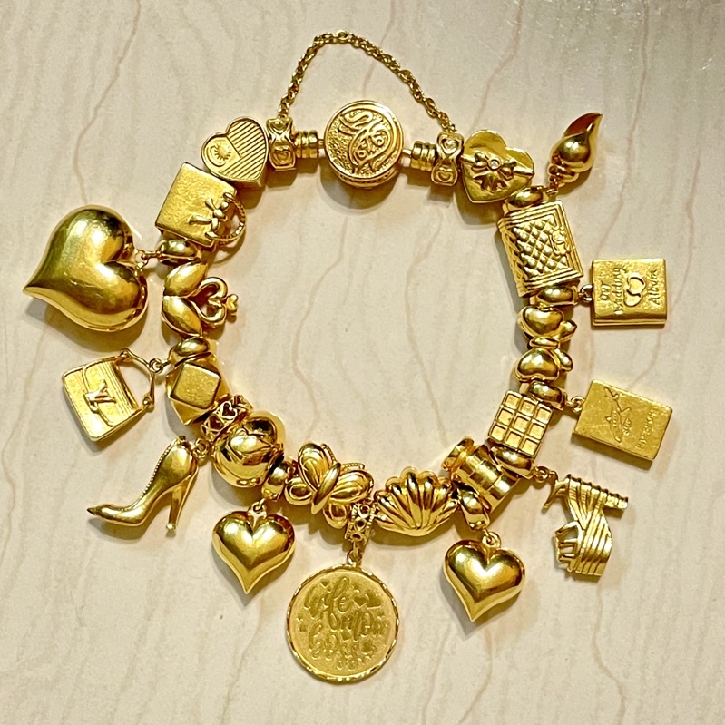 Charms Pandora Beads Dangle Gold Emas 916 Tulen Love Gemuk Ribbon Bunga Daun Virus Syringe Passport Shopee Malaysia