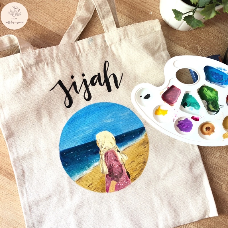 Hand painted best sale tote bag