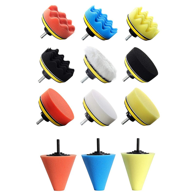 11Pcs/Set Car Polishing Disc SelfAdhesive Buffing Waxing Sponge Wool