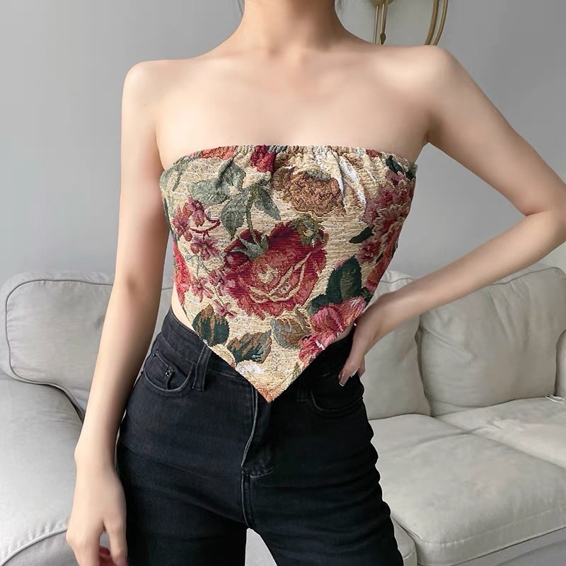 Flower Cropped Top Sexy Women Shopee Malaysia 0530