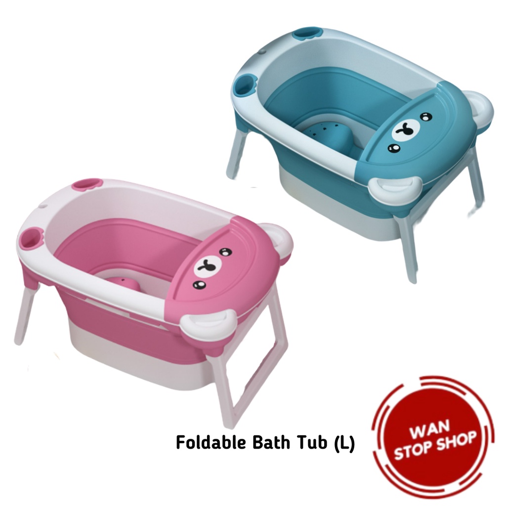 Baby Kids Bathtub Large/ Small Foldable Cute Bear Design Baby Bath Tub ...