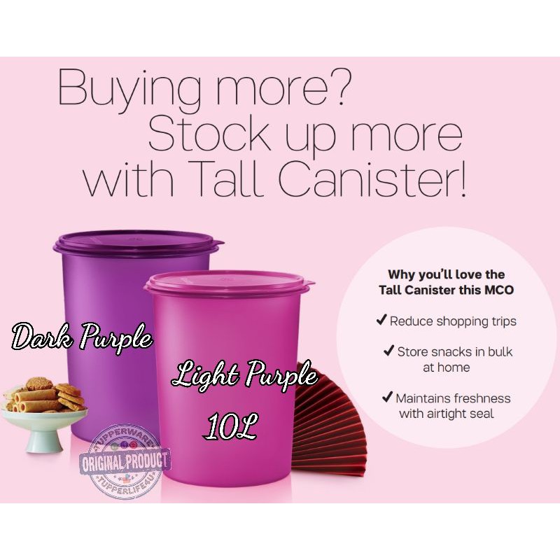 💥Ready Stock - Cat Aug💥Tupperware Tall Canister 8.6LL ( Pink ) | Shopee ...