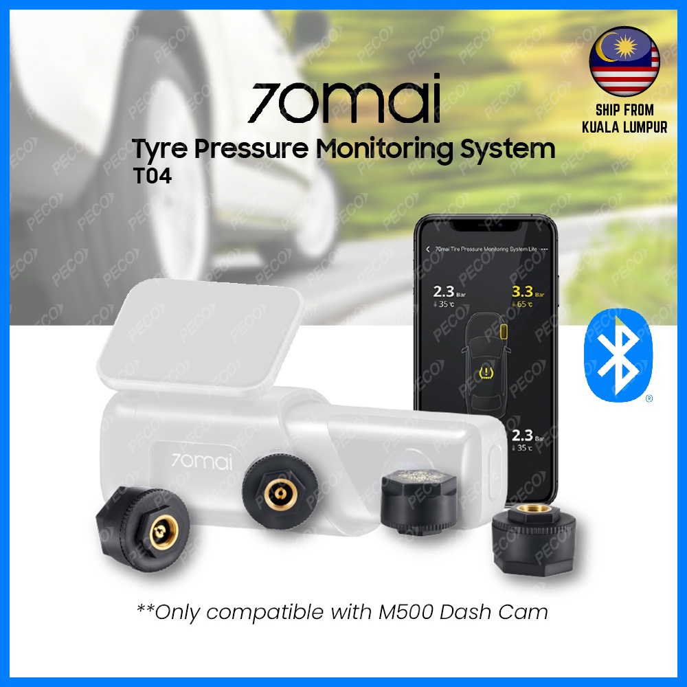 70mai M500 TPMS Car External Tyre Pressure Sensor T04 with App Control ...