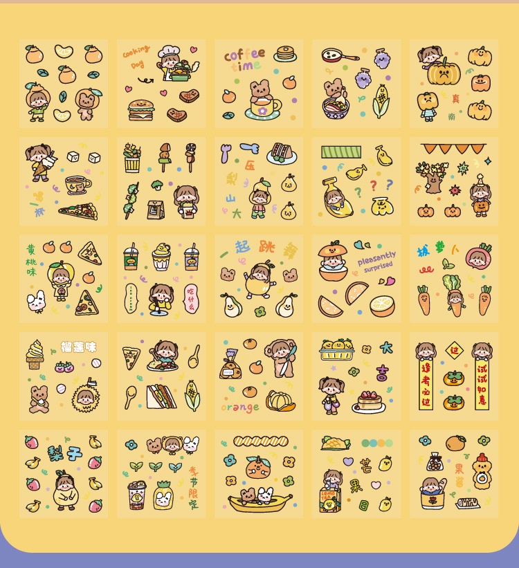 PINEDOT 200 Pieces Cute Ruan Ruan Cafe Waterproof Stickers Set Box ...