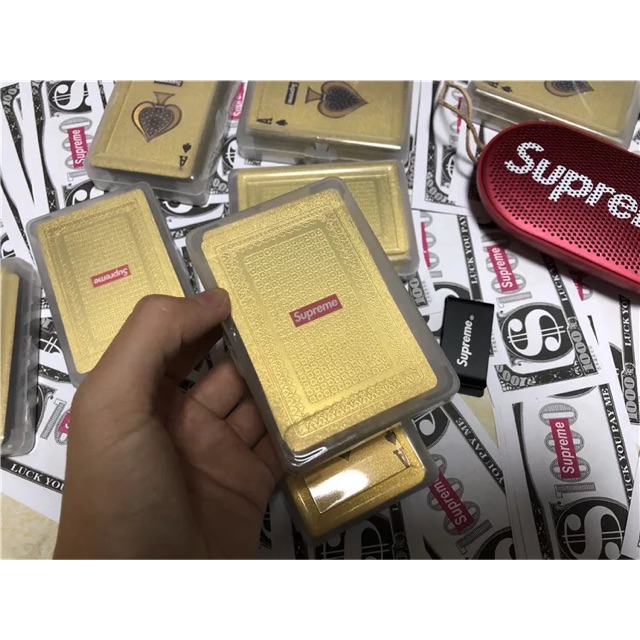 Readystock Supreme gold playing cards poker daun terup 扑克牌 100