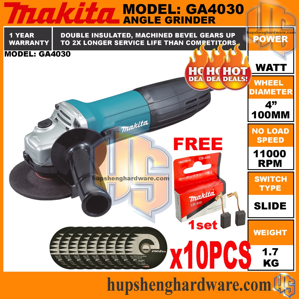 Makita GA4030 4" Angle Grinder Speed 11000rpm Power 720W Double