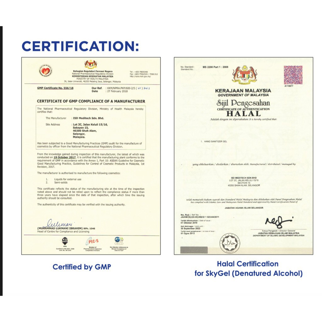 Halal Medical Grade Hand Sanitizer 50ml KKM Approval Halal Certified