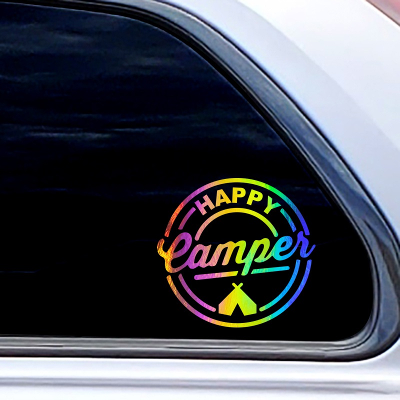 Happy Camper Camping Outdoor Recreation Sticker Car Decal Vinyl Wall ...