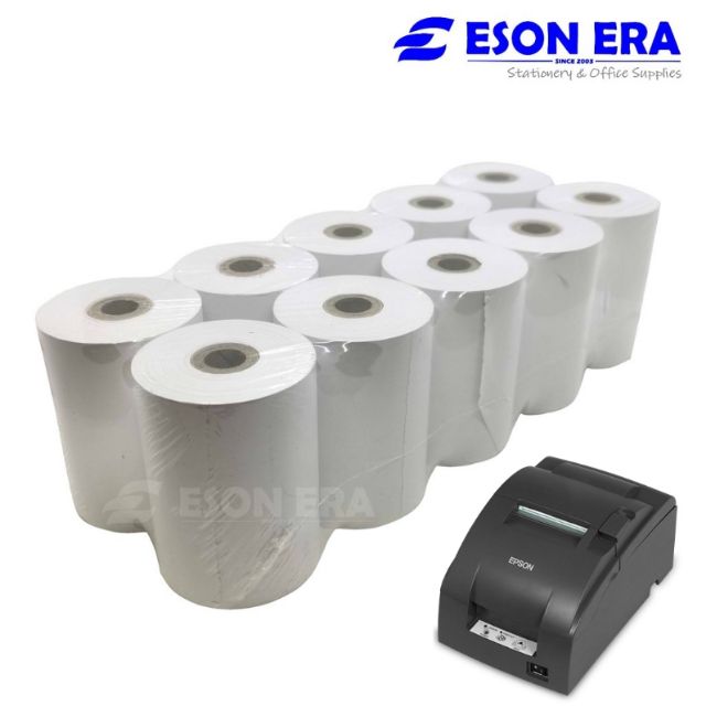 [Paper] 76x60 Dot Matrix Paper Receipt Roll With Core (10 Rolls) For