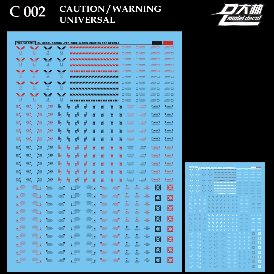 [DALIN] C002 CAUTION / WARNING UNIVERSAL GUNDAM FREE SCALE WATER SLIDE ...