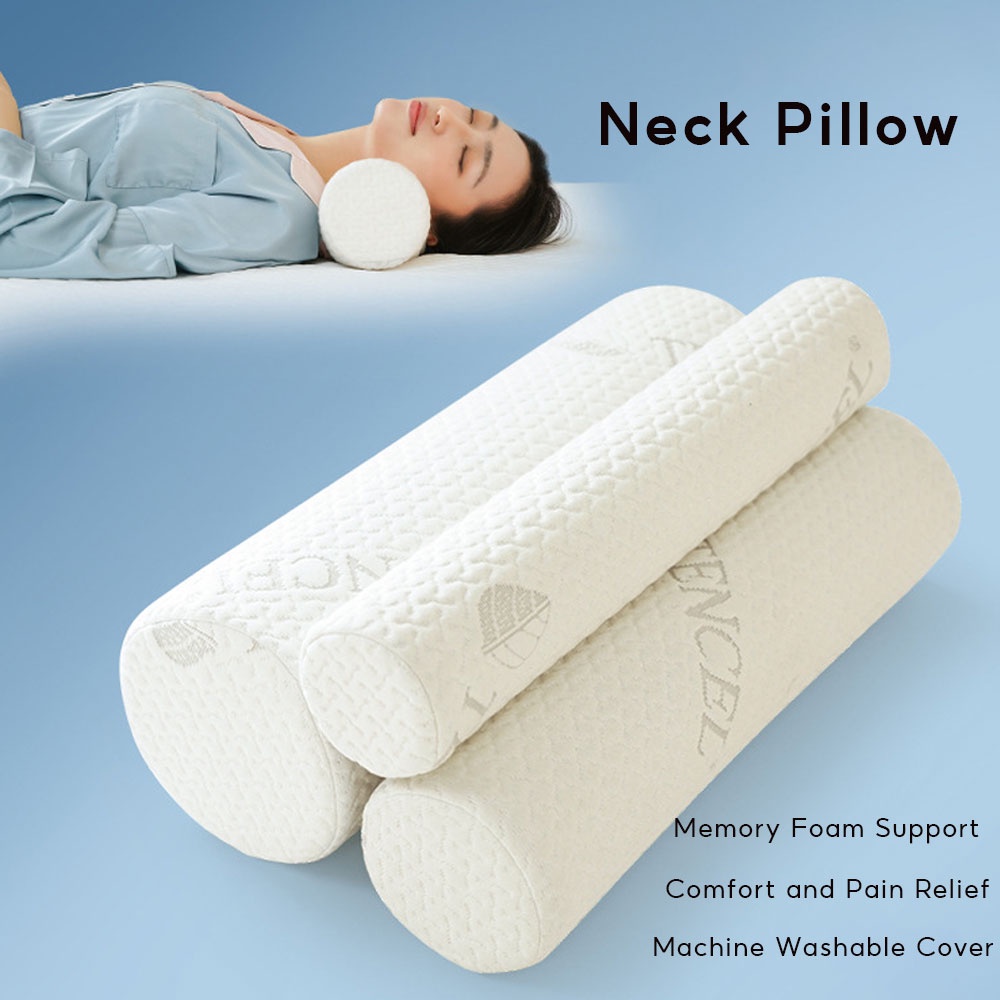 Cervical Neck Roll Pillow Washable Cover Memory Foam Cylinder