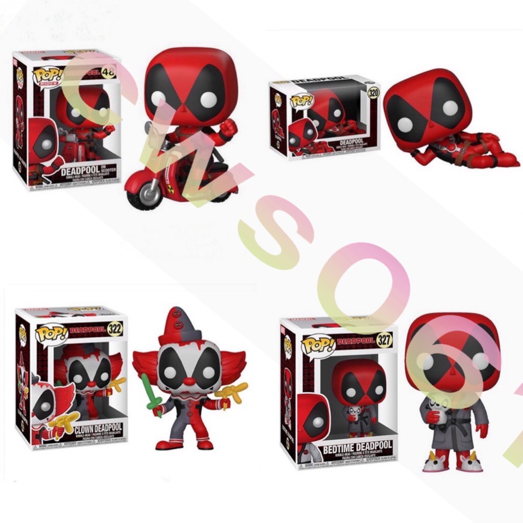 FUNKO POP! Marvel: Deadpool 2 Figure Toys - Cosplay Bedtime/Ride/Clown/Lying  Deadpool Vinyl Action Figurines