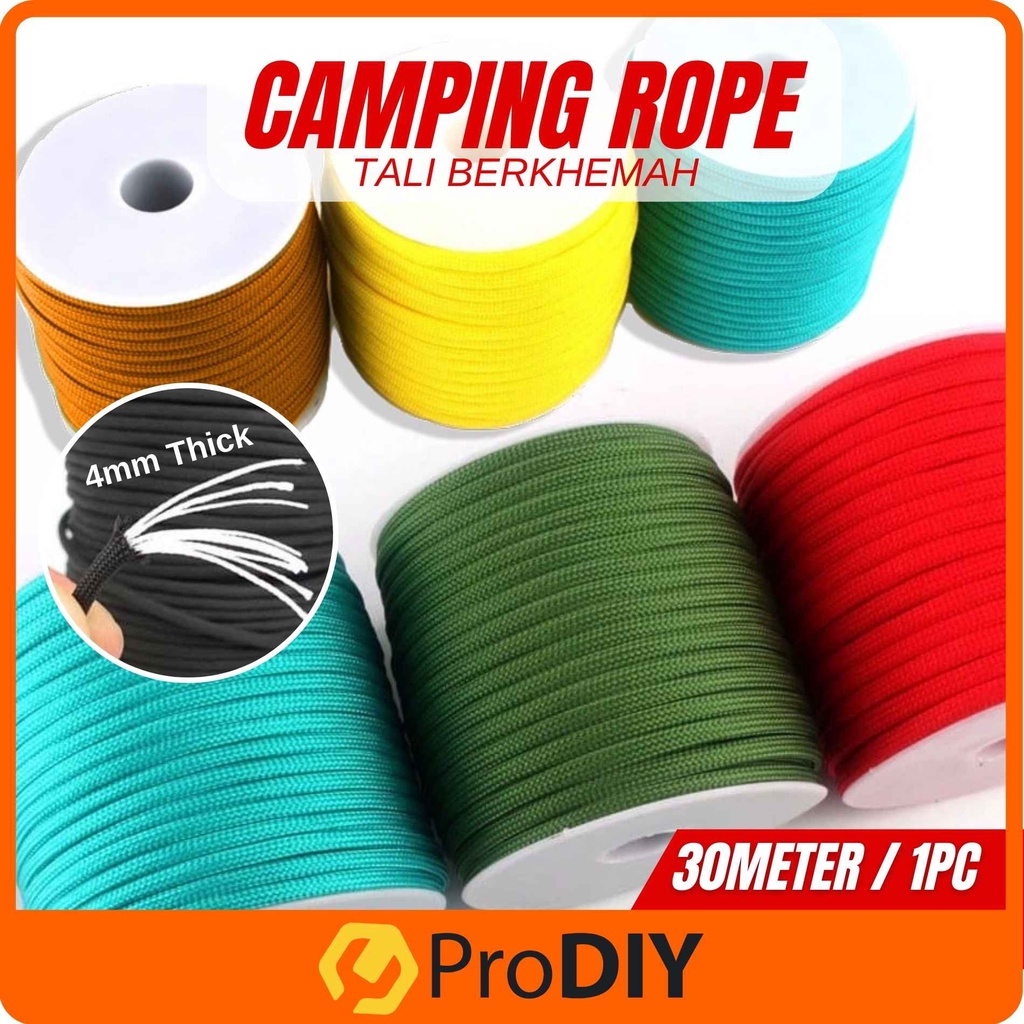 High Quality 30meter Camping Rope Tent Rope Nylon Rope 4mm Tent Rope  Reflective Tali Berkhemah 帐篷绳