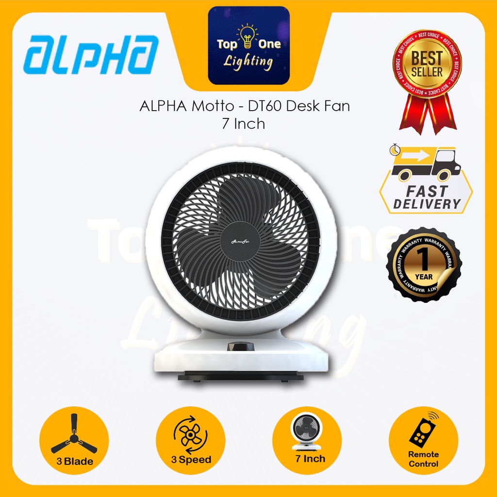 ALPHA Motto - DT60 Desk Fan 7 Inch with 3 Blades (3 Speed Setting ...