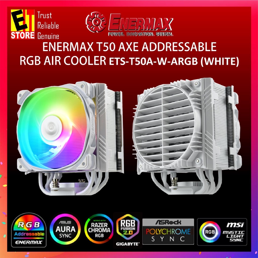 ENERMAX T50 ADDRESSABLE RGB AIR COOLER ETS-T50A-W-ARGB (WHITE) | Shopee ...