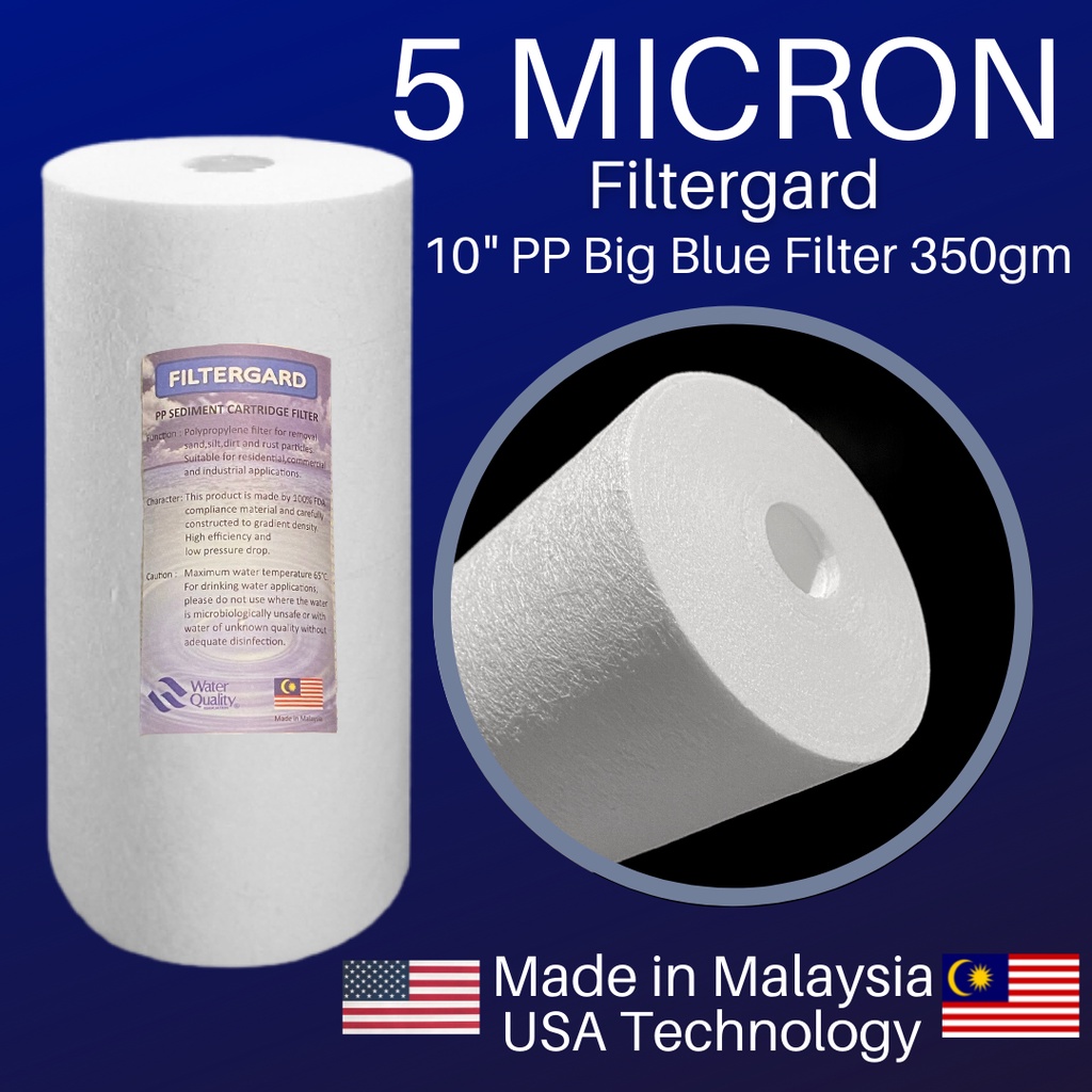 Filtergard PP Big Blue Sediment Water Filter Replacement Cartridge Filter Refill 5 micron 350gm