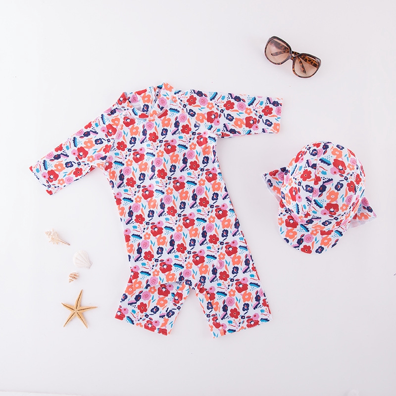 💫Babymore Baby Girls Floral One Piece Swimsuit With Hat | Shopee Malaysia