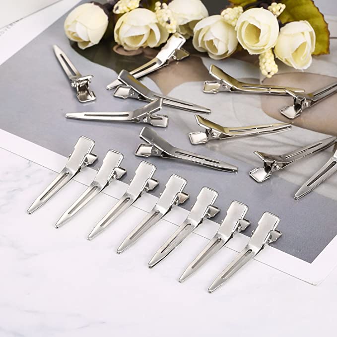 Metal Silver Flat Base Duck Mouth Ultrathin Hair Clips Hairdressing Hair Styling Cutting