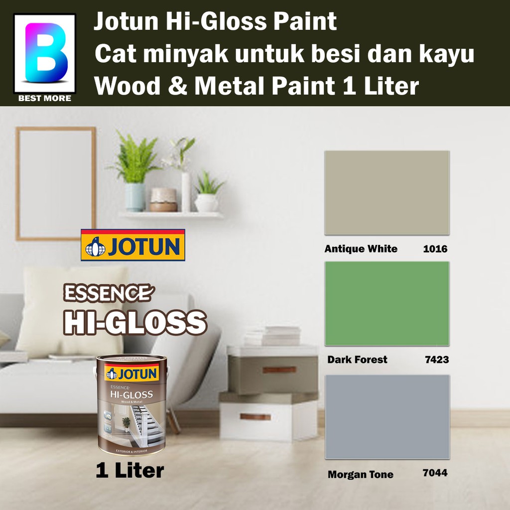 Jotun HiGloss Wood And Metal Paint 1 Liter Antique White 1016 / Dark Forest 7423 / Tone
