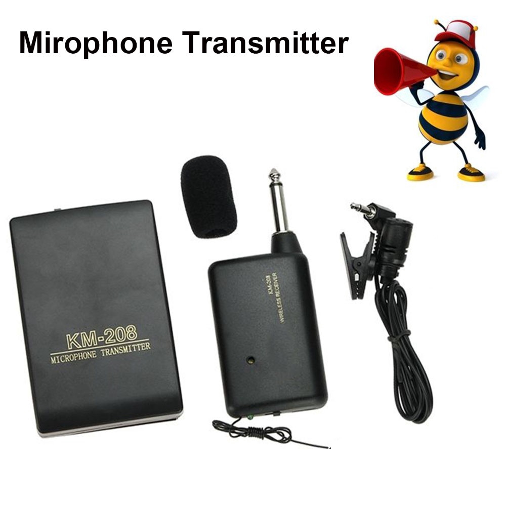 Portable Mic System Lavalier Lapel Clip Wireless Mini Microphone FM Transmitter Receiver