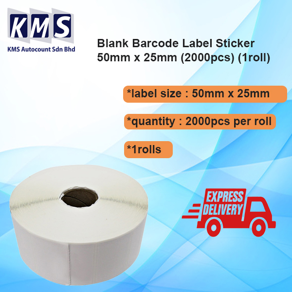 Blank Barcode Label Sticker 50mm x 25mm (2000pcs) (1roll) | Shopee Malaysia