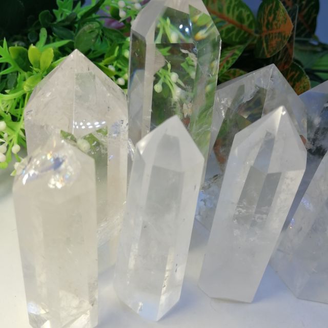 天然白水晶柱六角柱子(十款） Natural White Crystal Cluster | Shopee