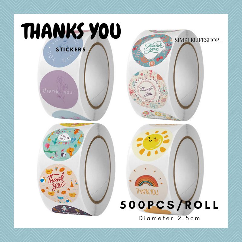 500pcs / Roll Thank You Sticker Seal Label Sticker Terima Kasih ...