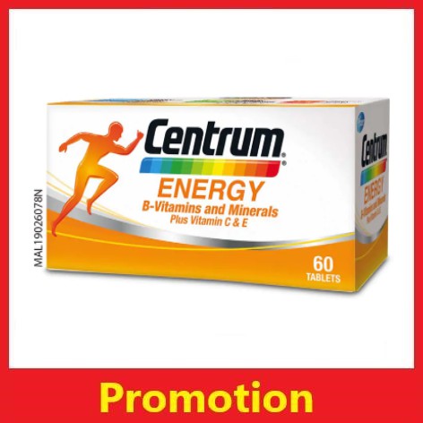 Centrum Energy 60 Tablets B-Vitamins And Minerals Plus Vitamin C & E ...