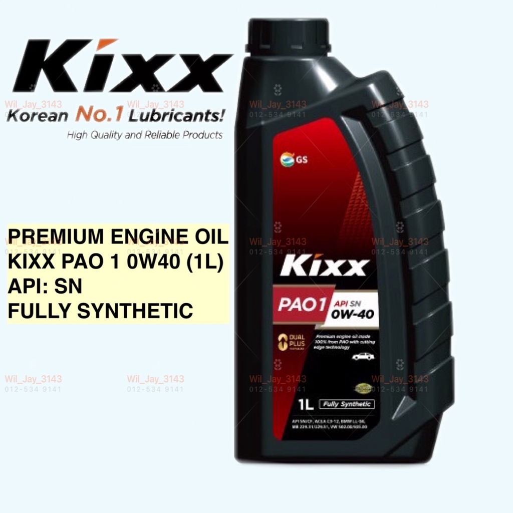 1 LITER KIXX PAO 1 0W40 PREMIUM ENGINE OIL FULLY SYNTHETIC (1L