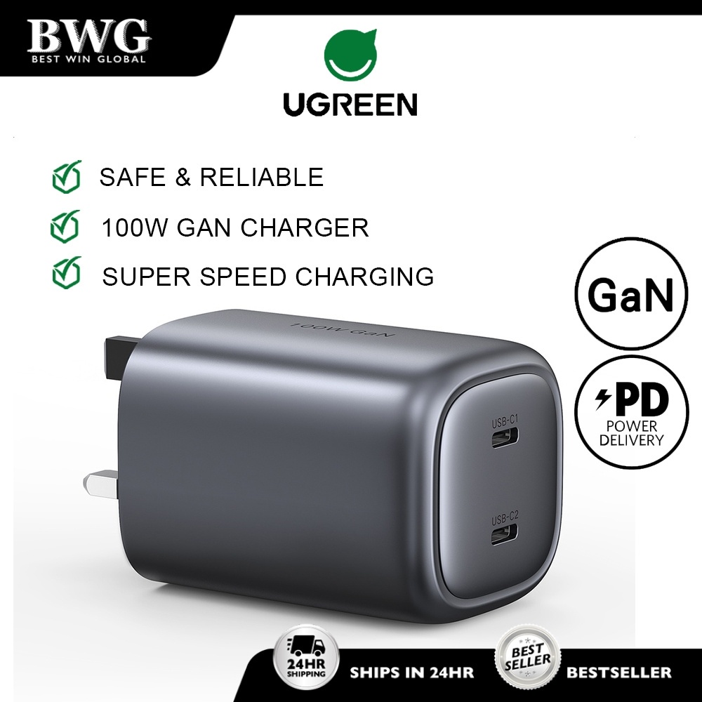 Ugreen W Usb C Charger Plug Ports Gan Type C Fast Wall Power Adapter Support Pd W Laptop