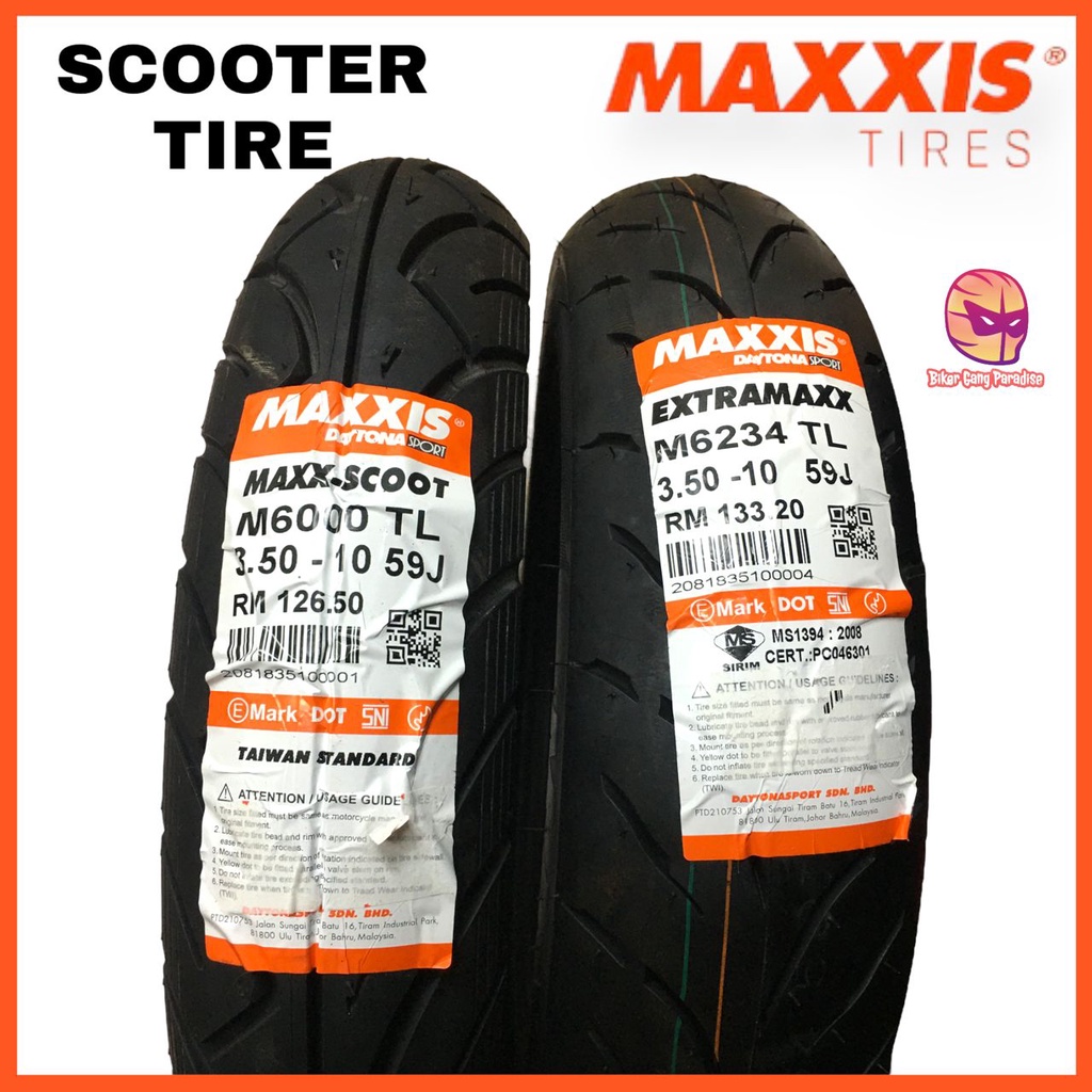 MAXXIS MAXX-SCOOT M6000 TL / EXTRAMAXX TIRE M6234 TIRE 3.5-10 350x10 ...