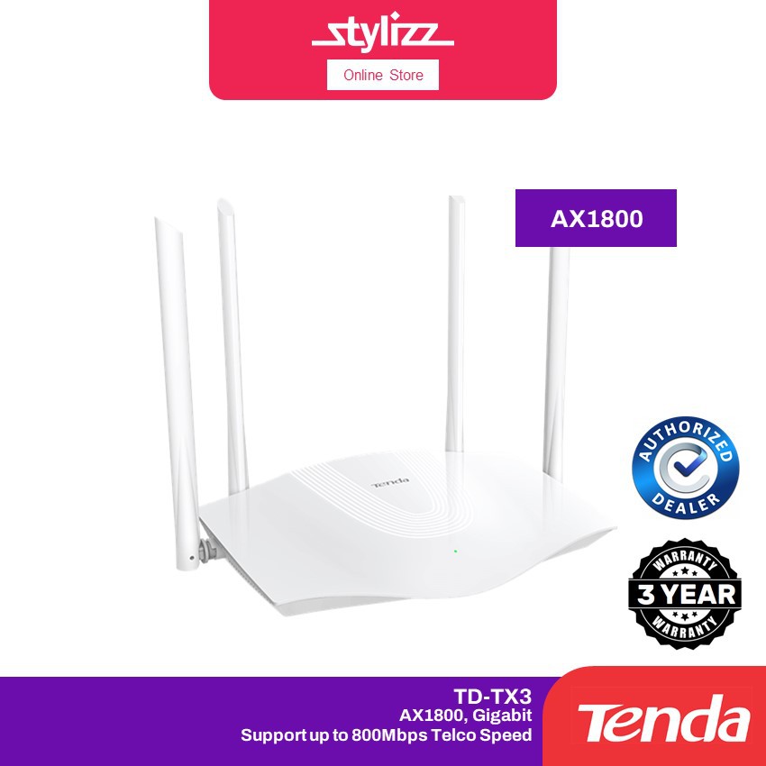 Tenda AX1800 Dual Band Gigabit Quad-core Wi-Fi 6 Router TX3 | Shopee ...