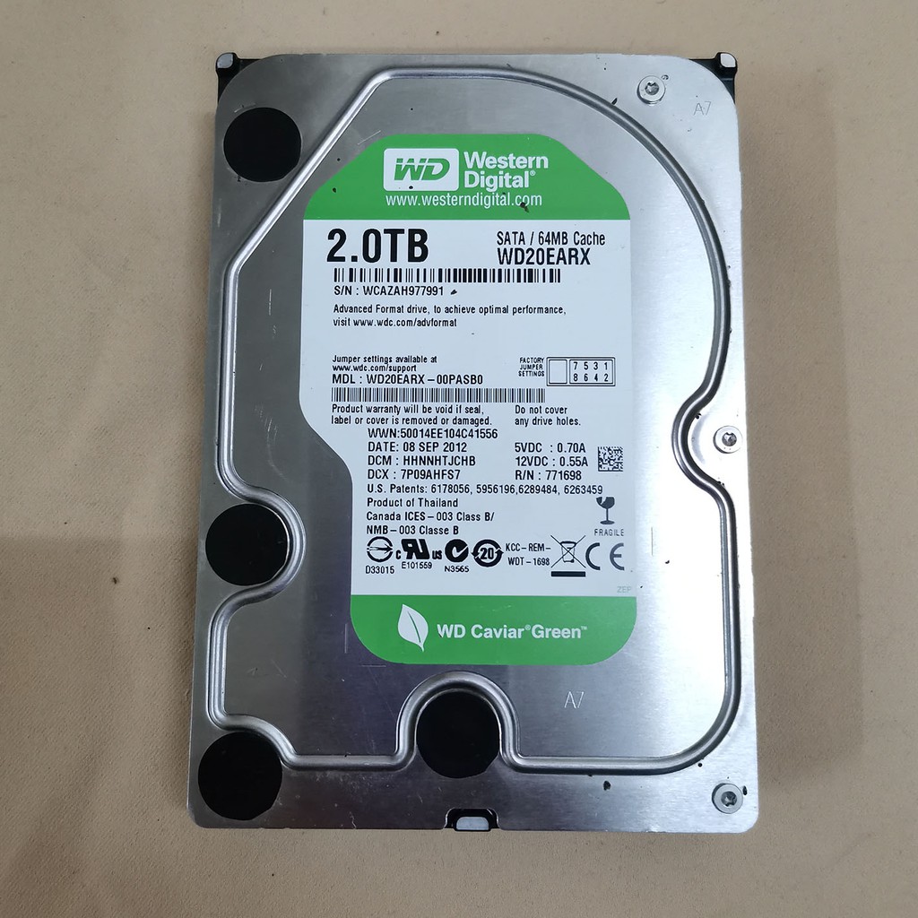2TB WD GREEN HDD DESKTOP HDD SATA 3.5" 2000GB 7200 RPM WD20EARX ...