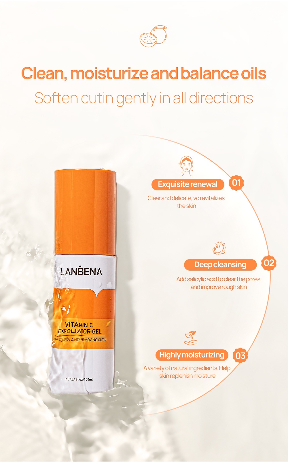 LANBENA Vitamin C Exfoliating Gel /Face Scrub Peel Off Gel /Whitening