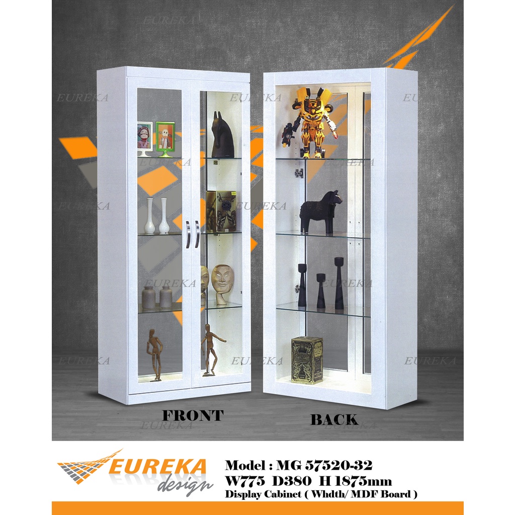 EUREKA 2.5ft Display Decorative Wood Glass Storage / Almari