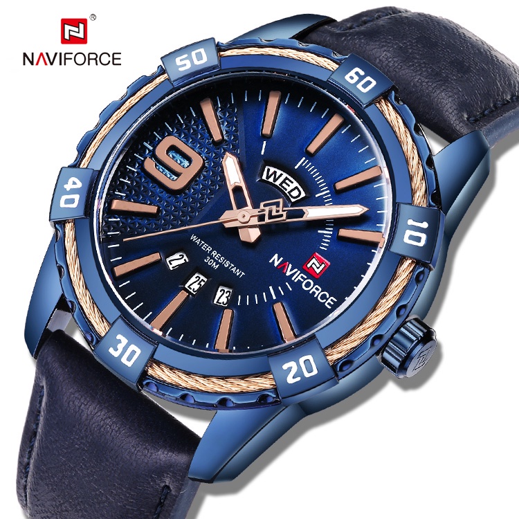 NAVIFORCE Luxury Fashion Leather Strap Men s Wristwatch NF9117 Jam Tangan Shopee Malaysia