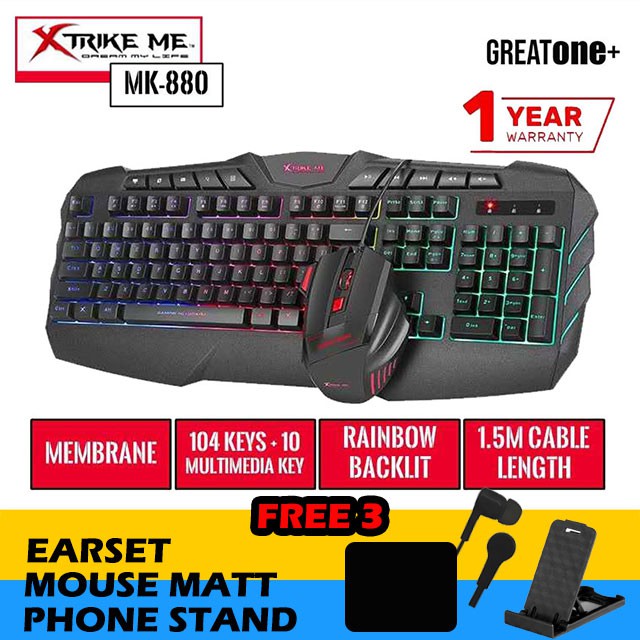 Xtrike me CM-406 Gaming Mouse And Keyboard With Headset+Mouse Pad Black