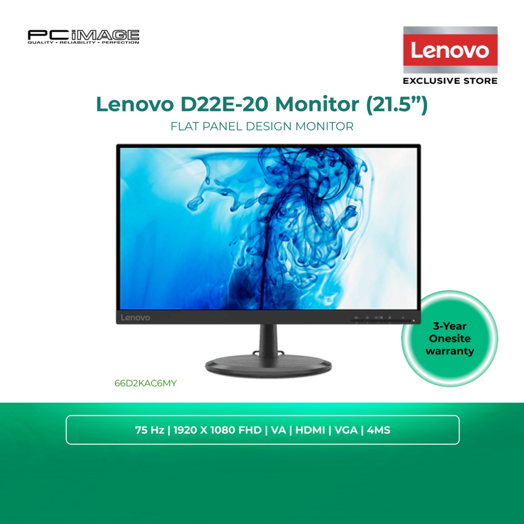 Lenovo 21.5 FHD NearEdgeless Monitor: L22e-20