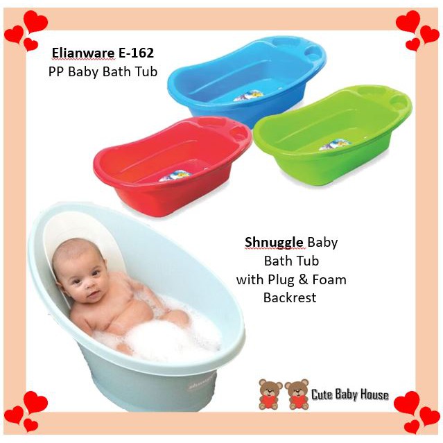 Shnuggle Baby Bath Tub With Plug & Foam Backrest / Elianware E162 Baby