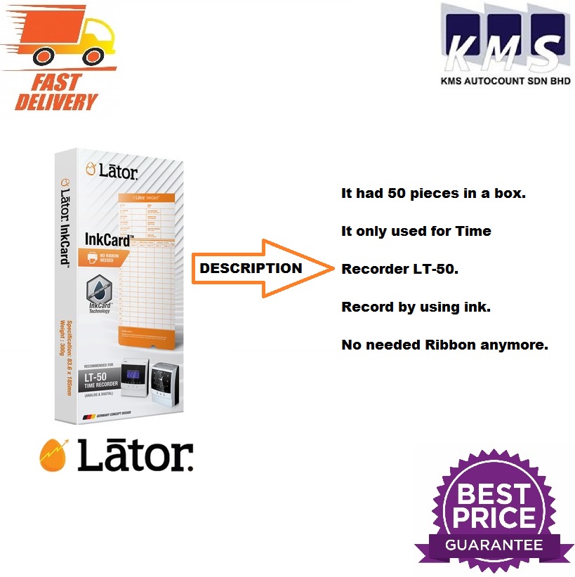 LATOR TIME RECORDER INK CARD For LT-50 50pc/Box - LT-50-INKCARD ...