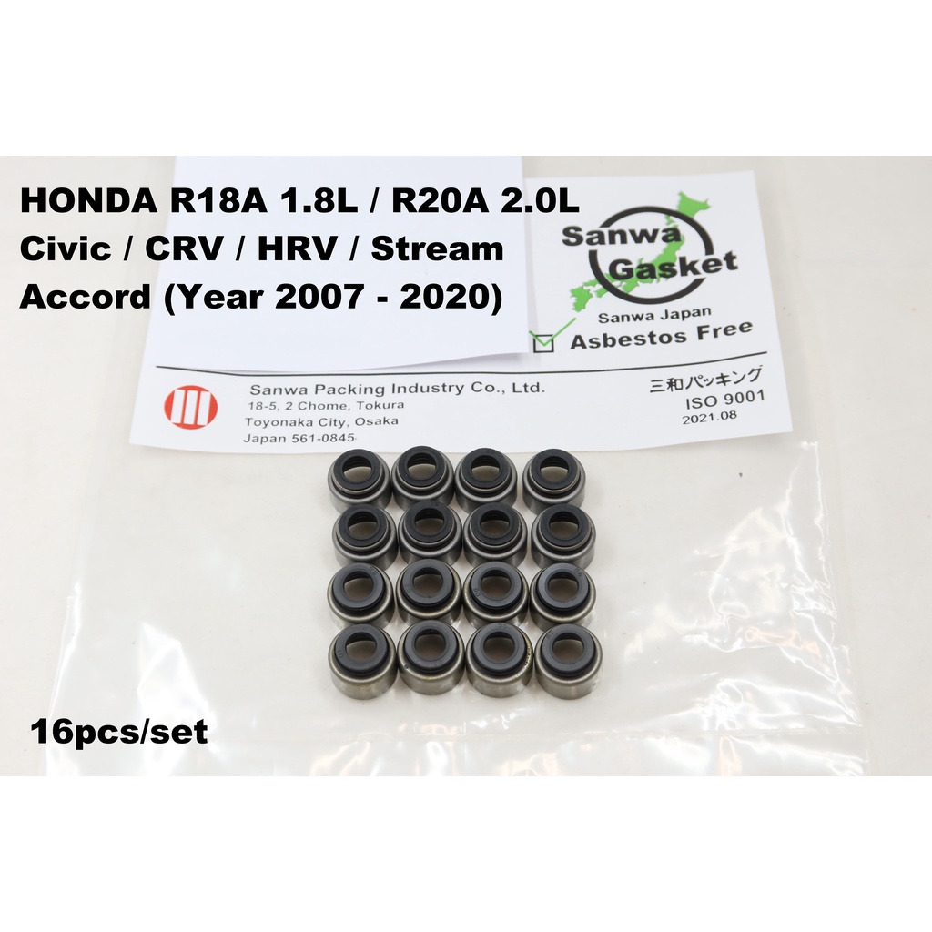 SANWA Japan Viton Valve Seal Honda Civic CRV HRV Accord Stream or Proton Perdana with R18A